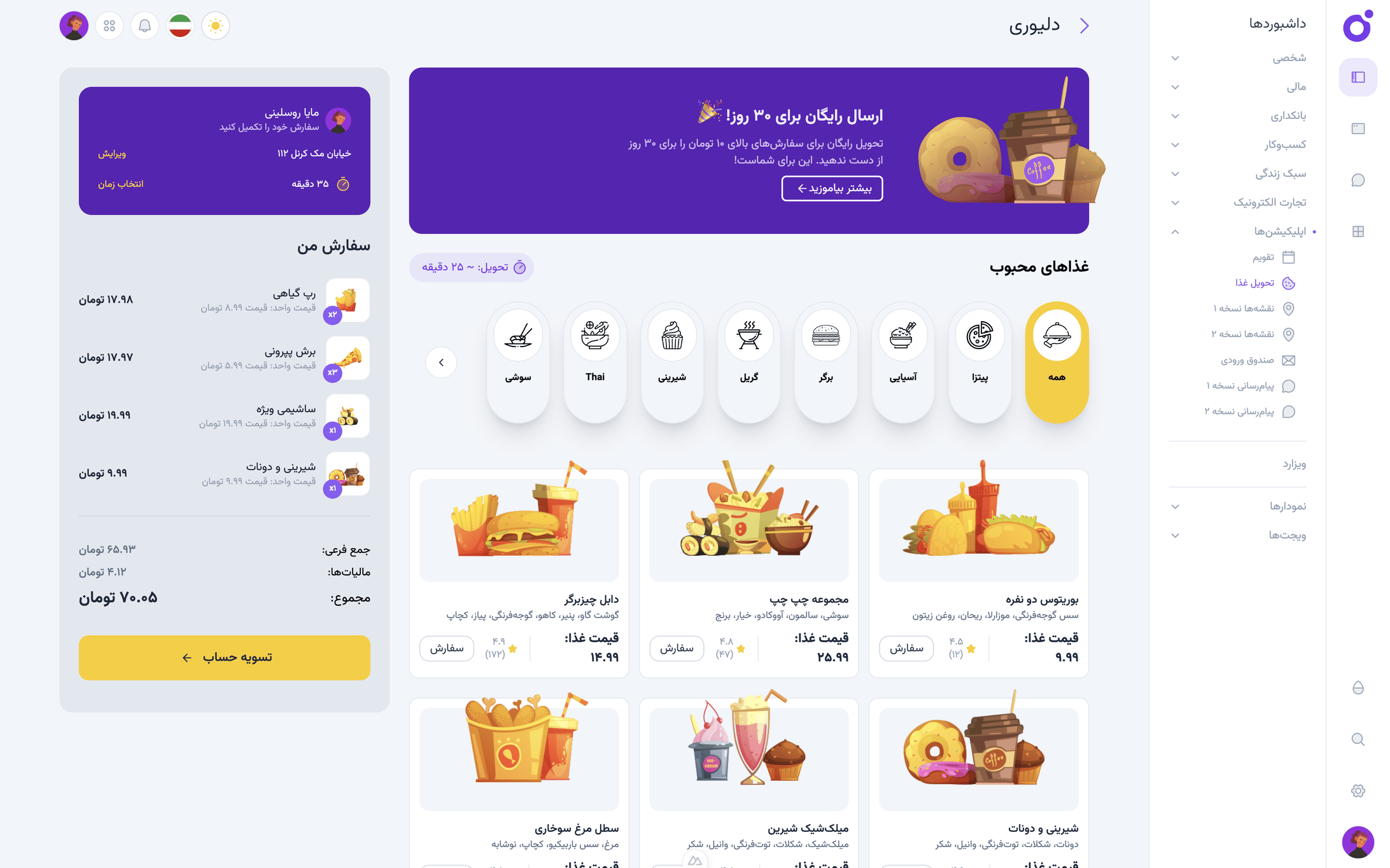 Tairo - داشبورد تحویل